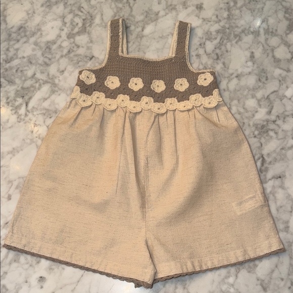 Zara Other - NWOT Zara Kids Beige and Brown Floral Romper 4Y